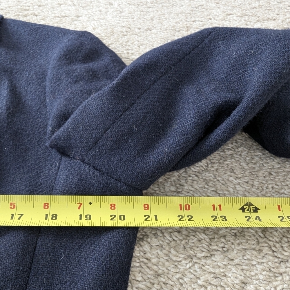Lands End Navy 3-Button Wool Blend Blazer Front Pockets - Picture 5 of 10
